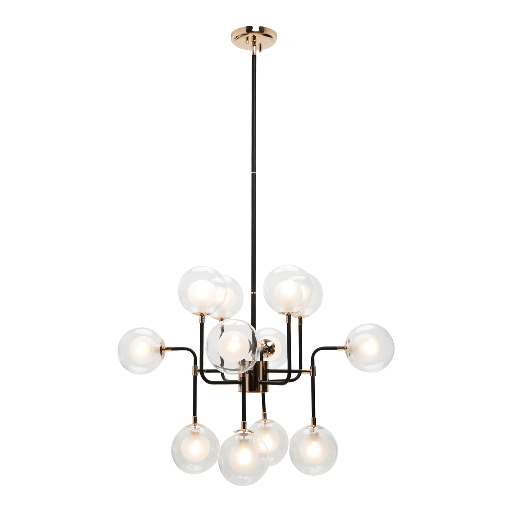 Černo-zlatý lustr RIANO 70 cm průhledné stínidlo