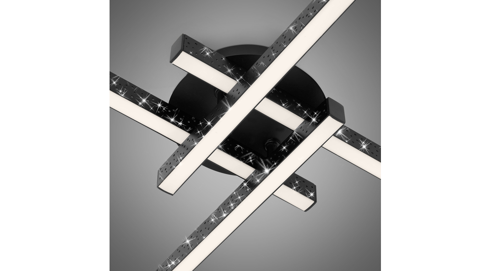 Černé stropní svítidlo LED s třpytkami REY 60 cm