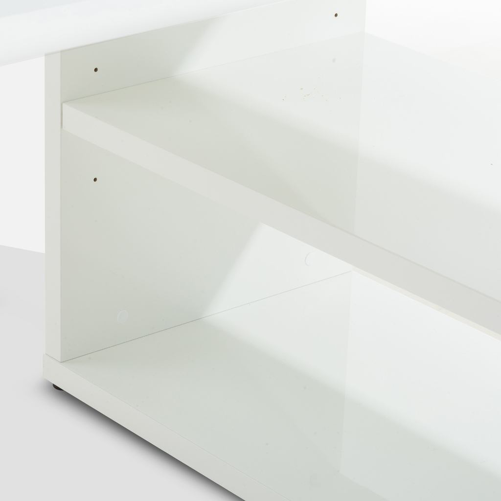 Rohový psací stůl se zásuvkami DISEGNO WHITE OFFICE bílý lesk