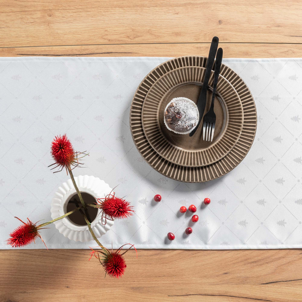 Běhoun s bílými stromečky LUMINE 40x120 cm