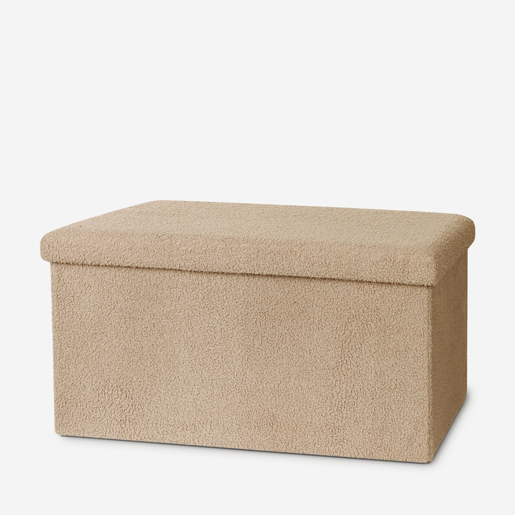 Skládací taburet s úložným prostorem béžový 76x38x38 cm