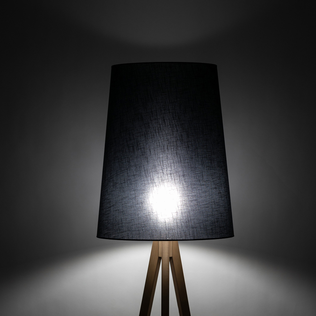 Stojací lampa s černým stínidlem WALZ