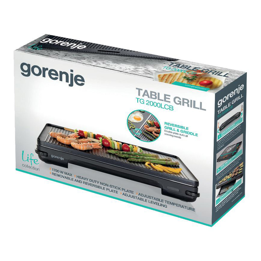 Grill stołowy TG2000LCB GORENJE o wymiarach 32x48 cm to nieodłączny towarzych przyjęć i uroczystości. Pozwoli Ci na realizację przepisów kulinarnych, które zadowolą Twoich gości.  