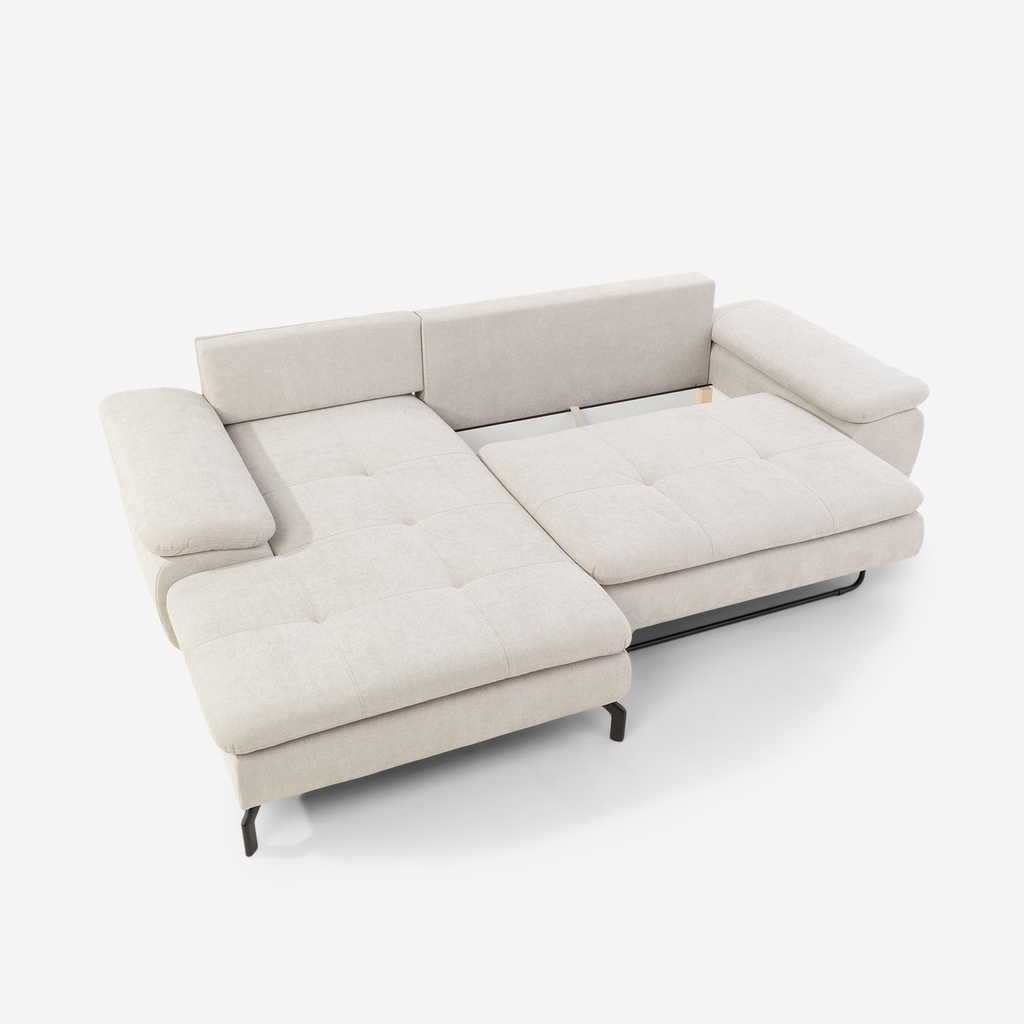 Světle šedo-béžová rozkládací rohová sedačka Vespa levá