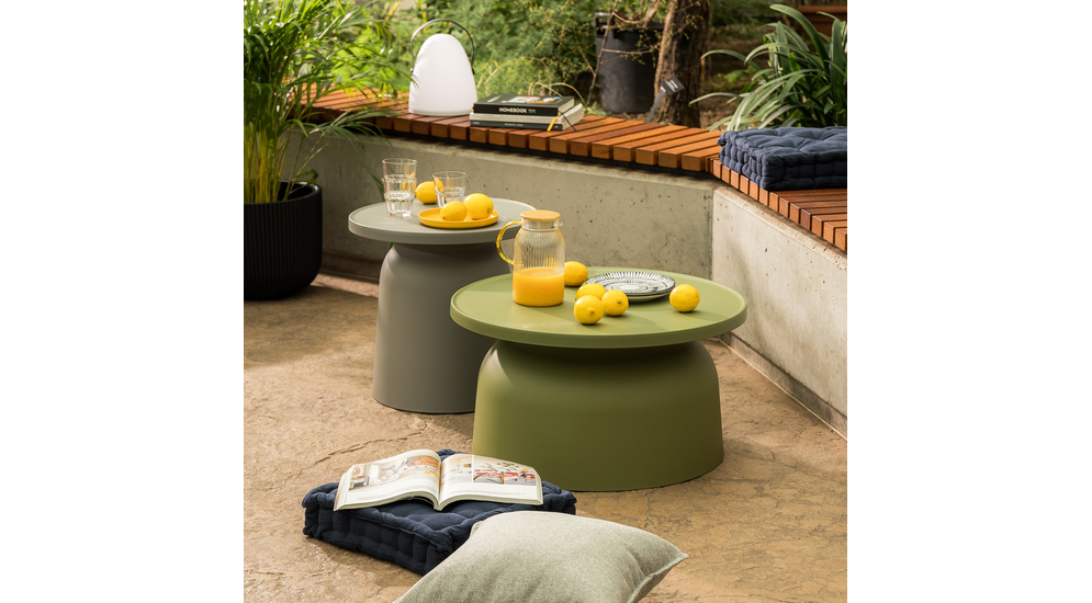 Zelený kulatý zahradní stolek ULMONDO