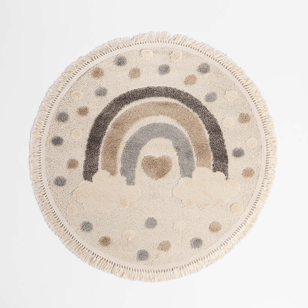 Tmavě krémový koberec s duhou CLUDI 120 cm