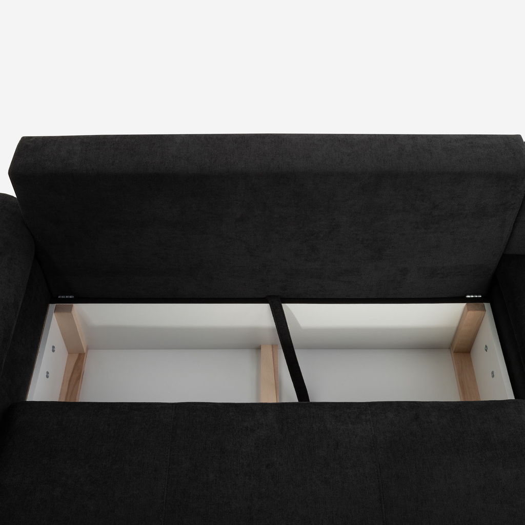 Černá rozkládací rohová sedačka Vespa pravá