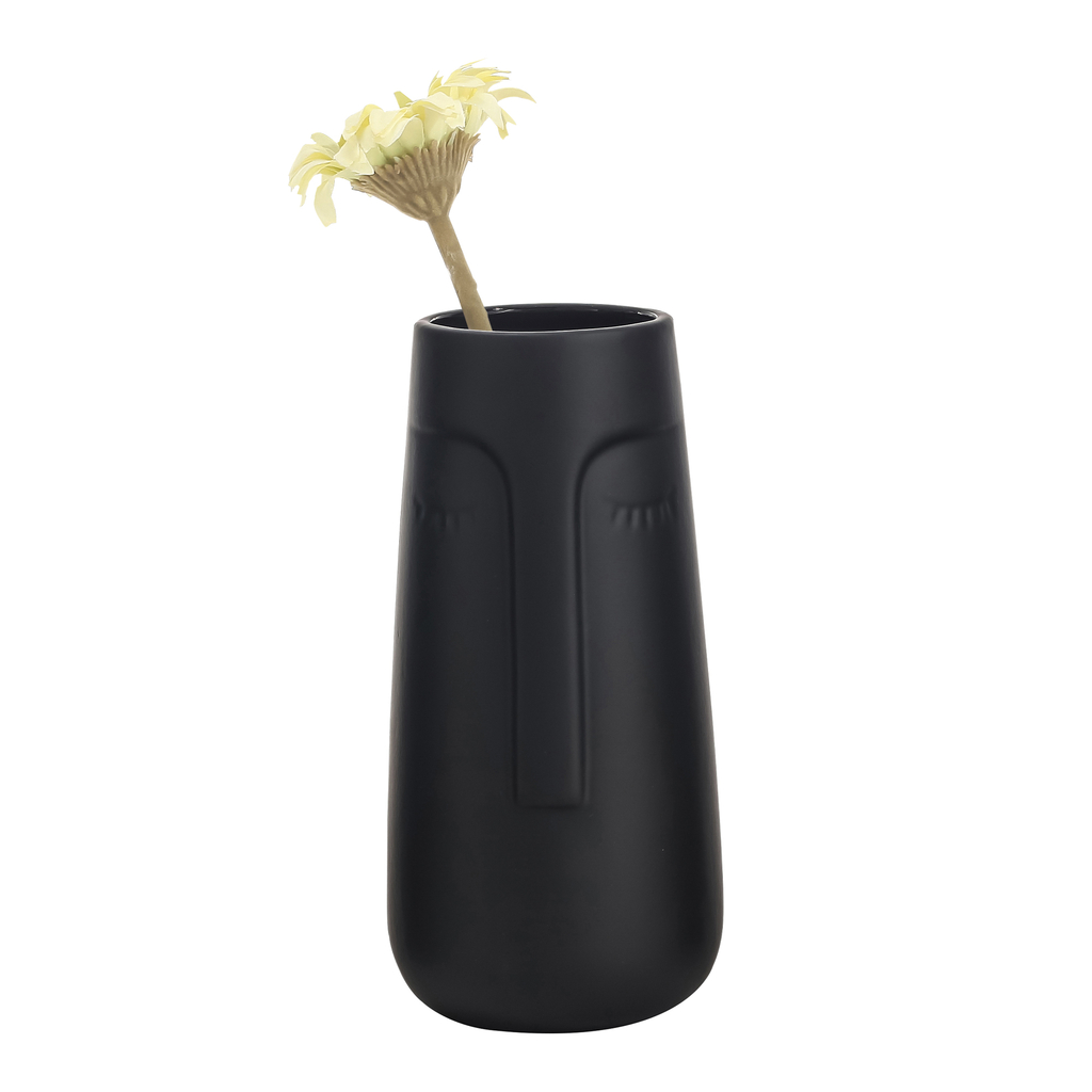 Váza keramická s obličejem černá 25,8 cm