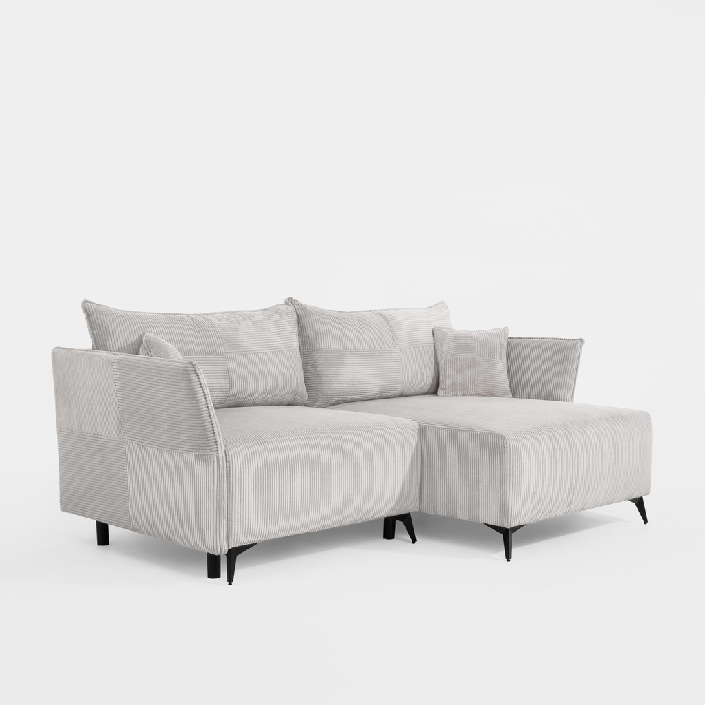 Rozkládací rohová sedačka s polštáři RAGUS světle šedá