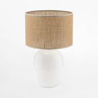 Lampa stołowa biała z abażurem juta MELODY