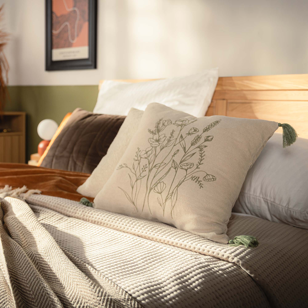 Povlak na polštář se střapci zelený FLORIA 45x45 cm