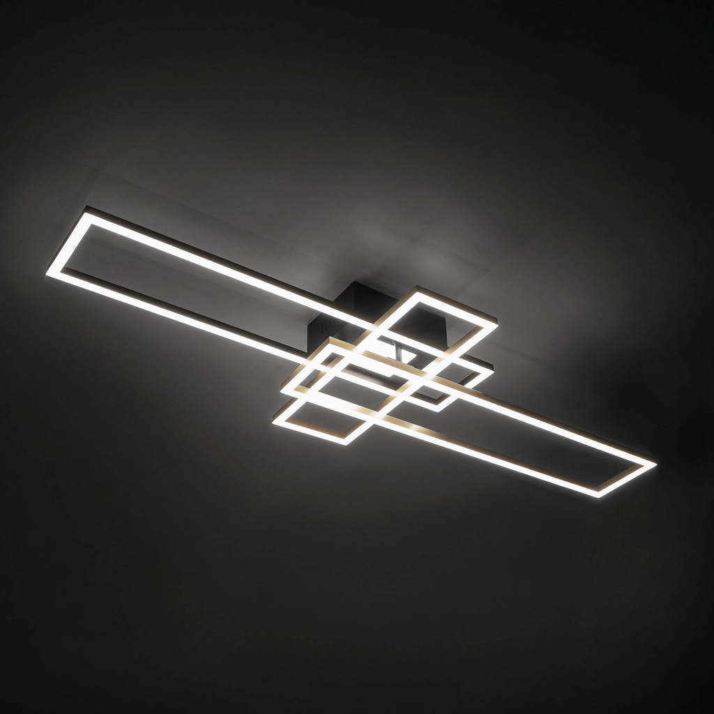 Stropní svítidlo LED v černo-zlatém rámu LUMENZ s dálkovým ovládáním