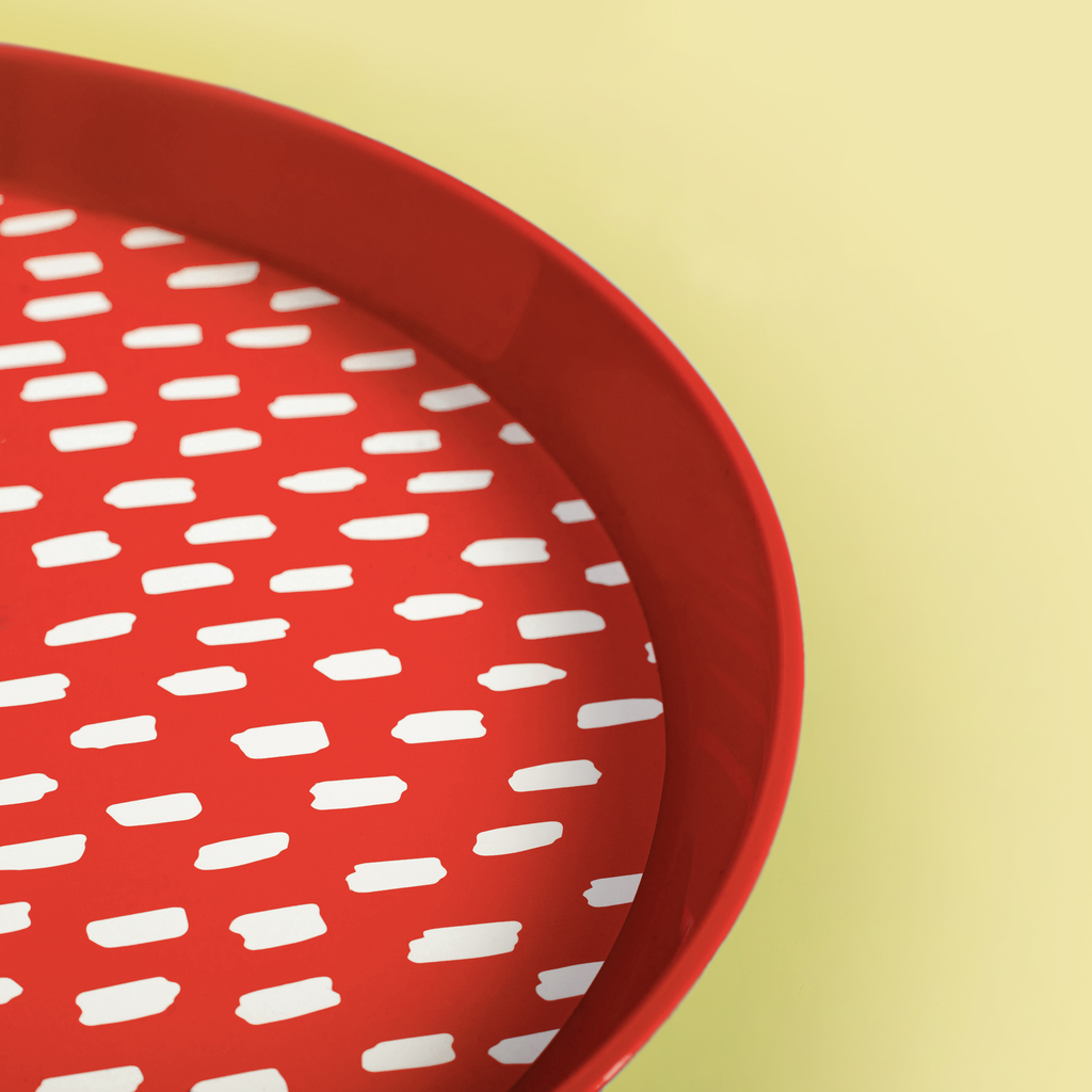 Sada 4 červených plastových talířů, 21 cm