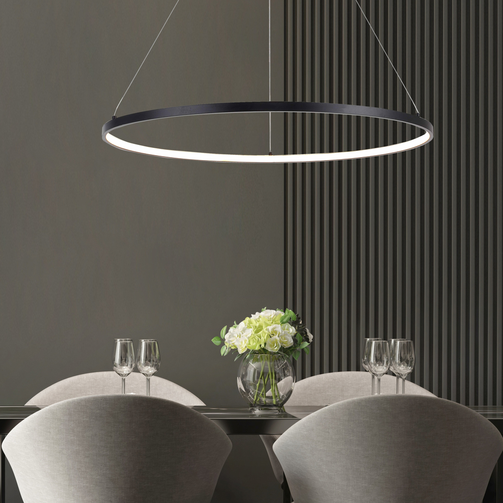 Kruhové závěsné LED svítidlo HORIK 60 cm černé