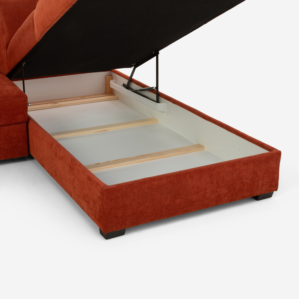 Cihlová rozkládací rohová sedací souprava FEN 5P pravá