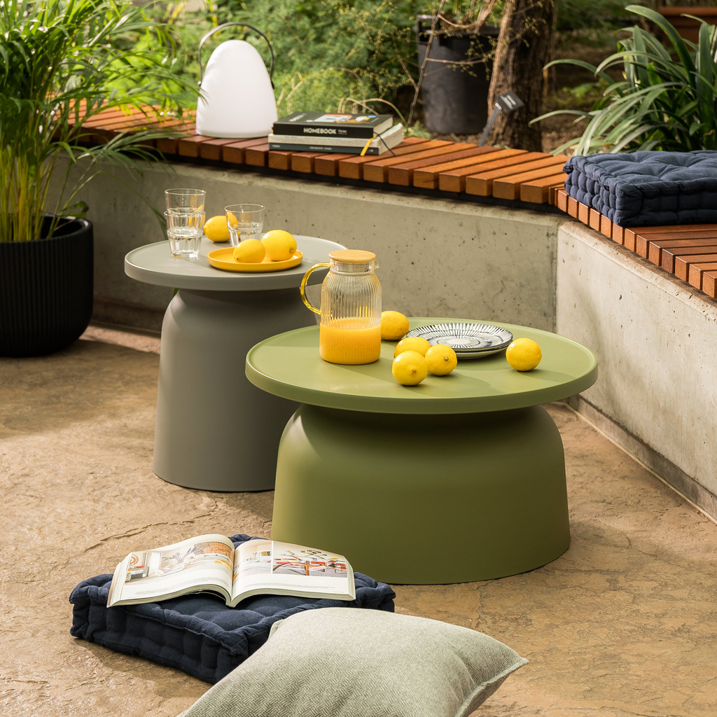 Zelený kulatý zahradní stolek ULMONDO