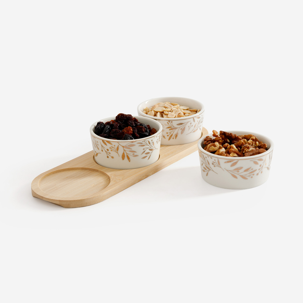 Sada 3 misek na bambusovém podstavci