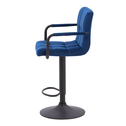 Tmavě modrá velurová barová židle UCEDO