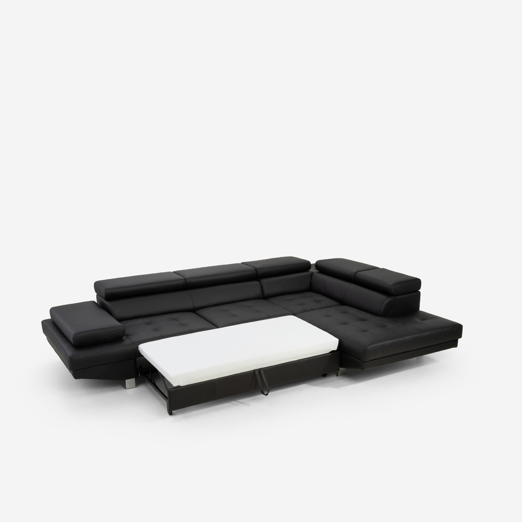 Rozkládací kožená rohová sedací souprava VANILLA NEW pravá