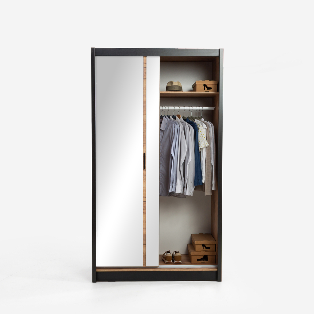 Zrcadlová šatní skříň s posuvnými dveřmi MALI 120 cm