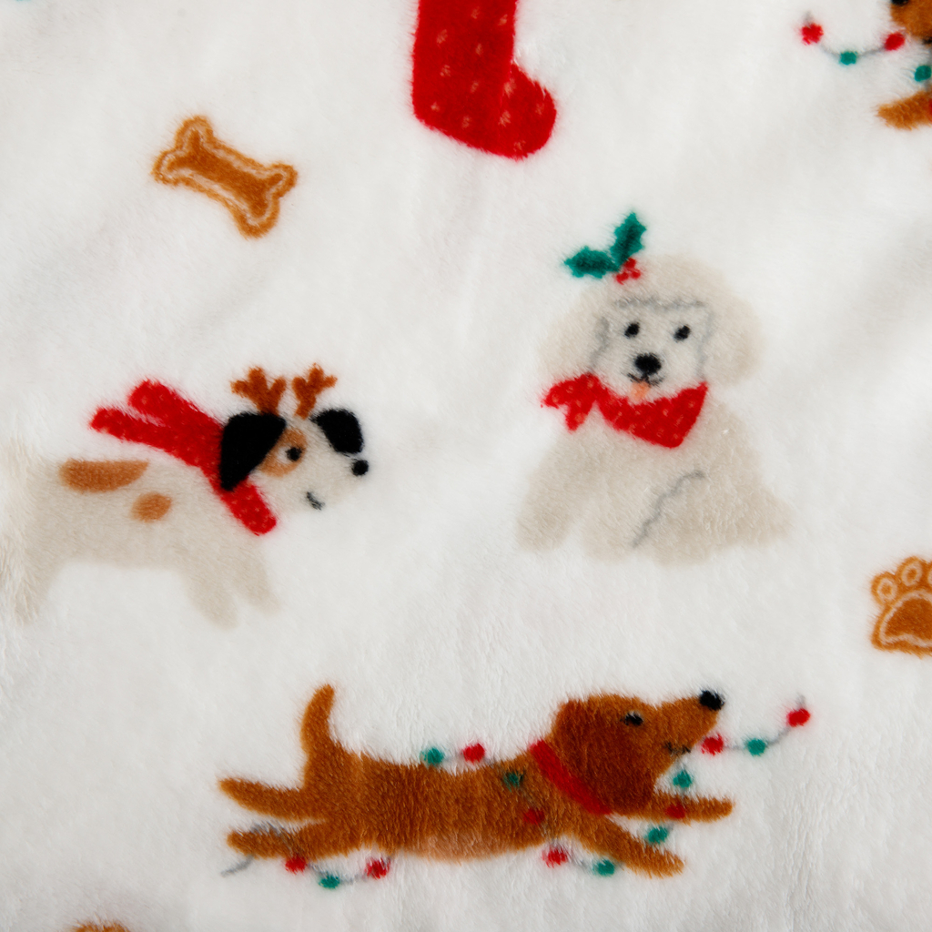 Vánoční deka se psy šedá CODIE 130x160 cm