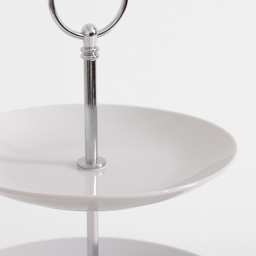Porcelánový třípatrový podnos 35 cm bílý