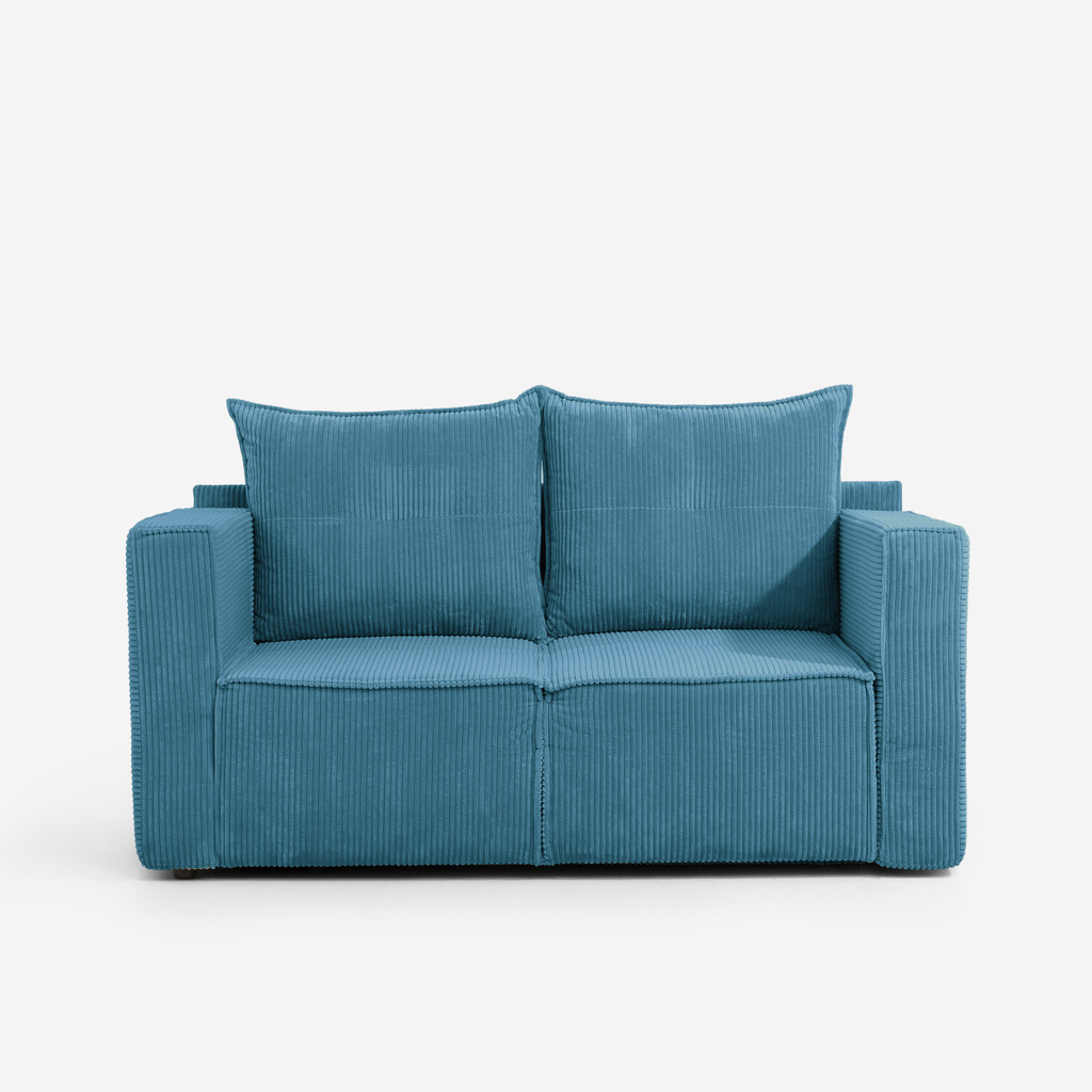 Manšestrová dvoumístná rozkládací pohovka tyrkysová LUSO levá