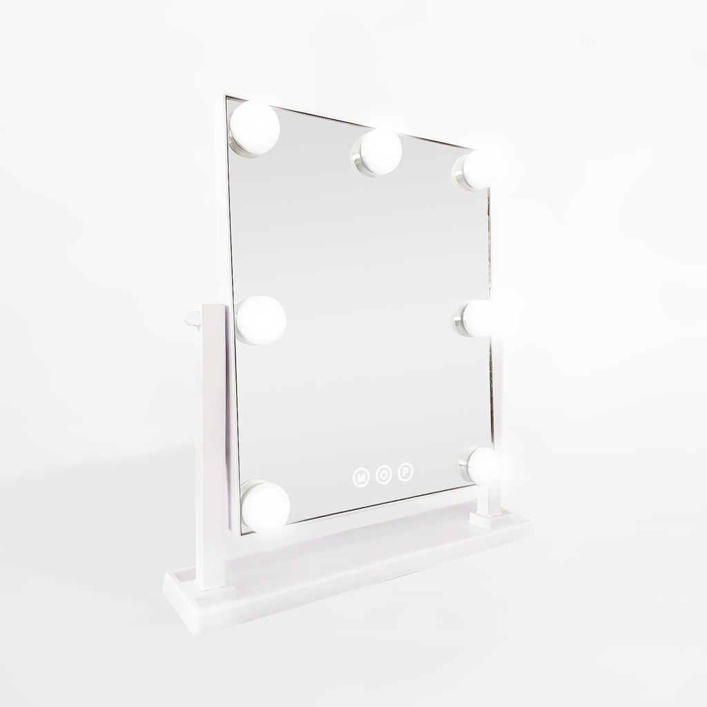 Obdélníkové bílé zrcadlo s LED osvětlením 32x8x35 cm