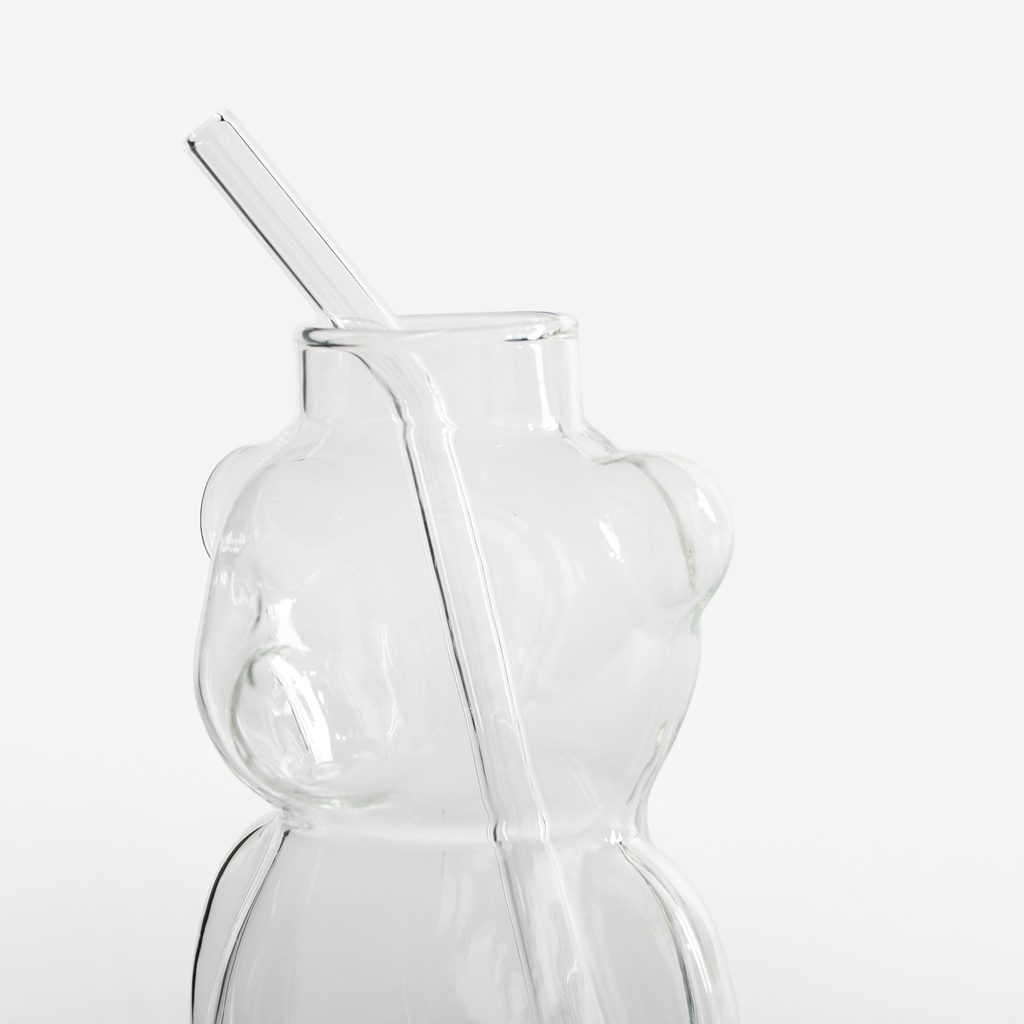 Sklenice s brčkem ve tvaru medvídka, 320 ml