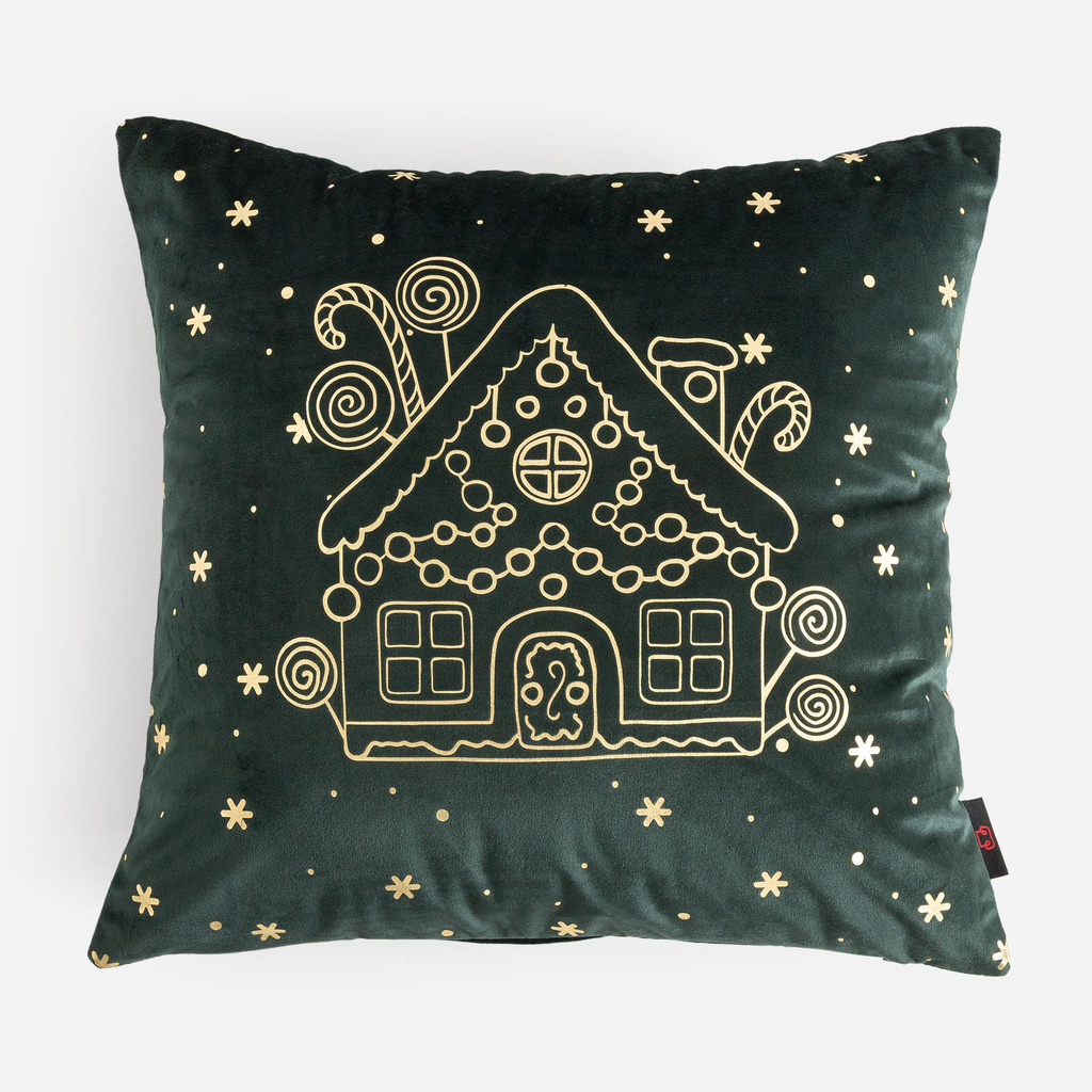 Vánoční povlak na polštář tmavě zelený CANELLA 45x45 cm