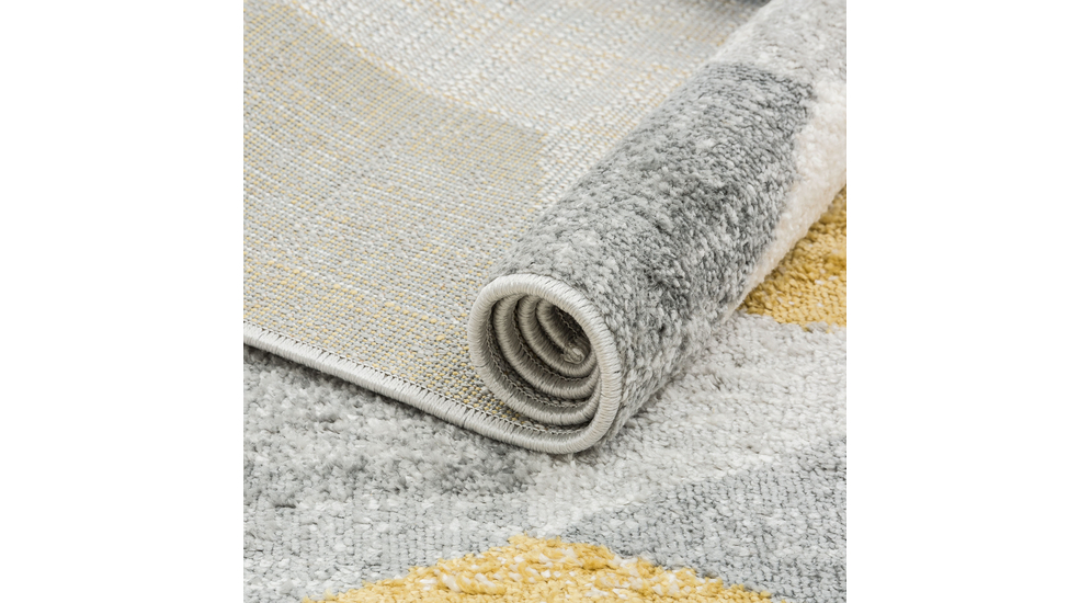 Žluto-šedý koberec do předsíně s kosočtvercovým vzorem MILANO 80x150 cm