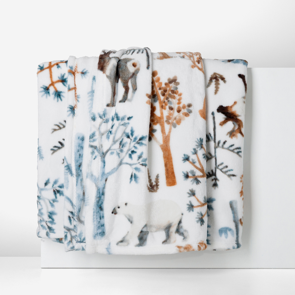 Vánoční deka s jeleny béžová CODIE 130x160 cm