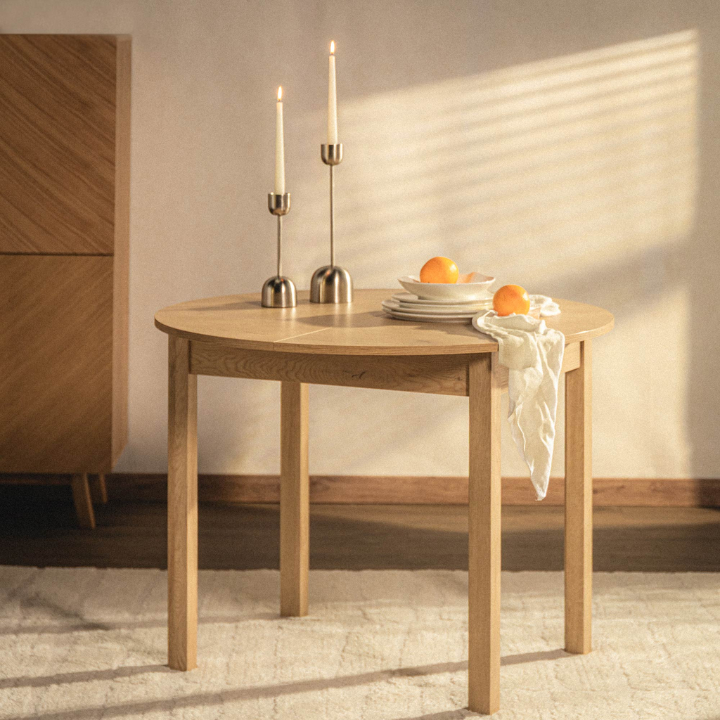 Rozkládací kulatý stůl UNO 100-140 cm dub cremona.