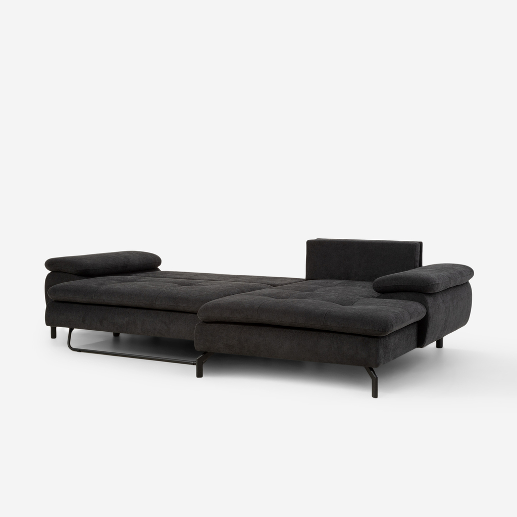 Černá rozkládací rohová sedačka Vespa pravá