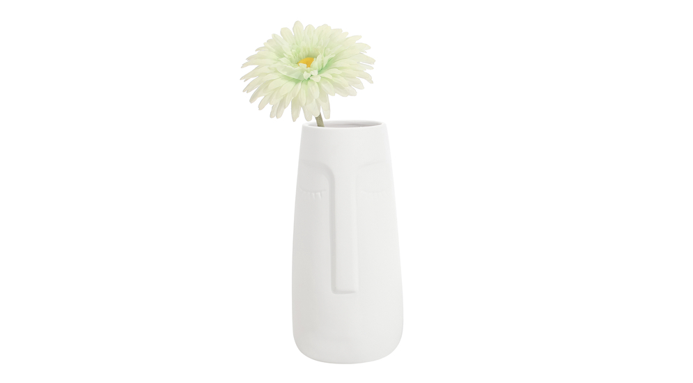 Váza keramická s obličejem bílá 25,8 cm