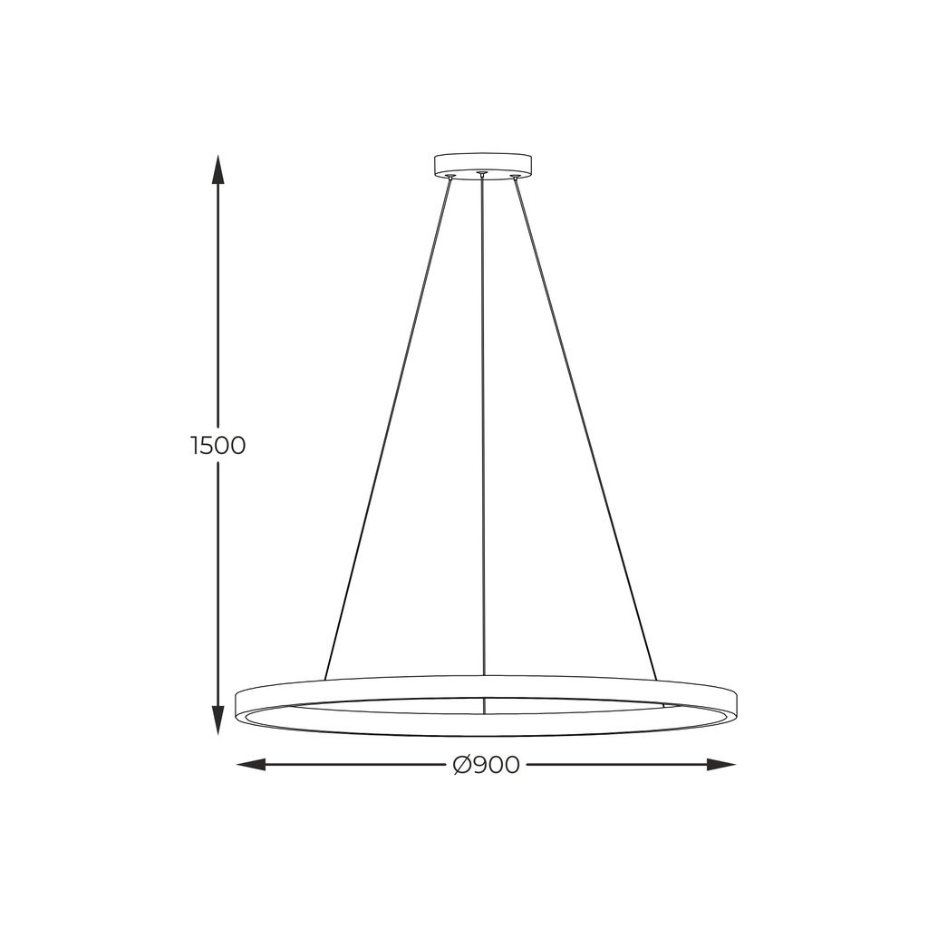 Kruhové černé závěsné LED svítidlo HORIK 90 cm