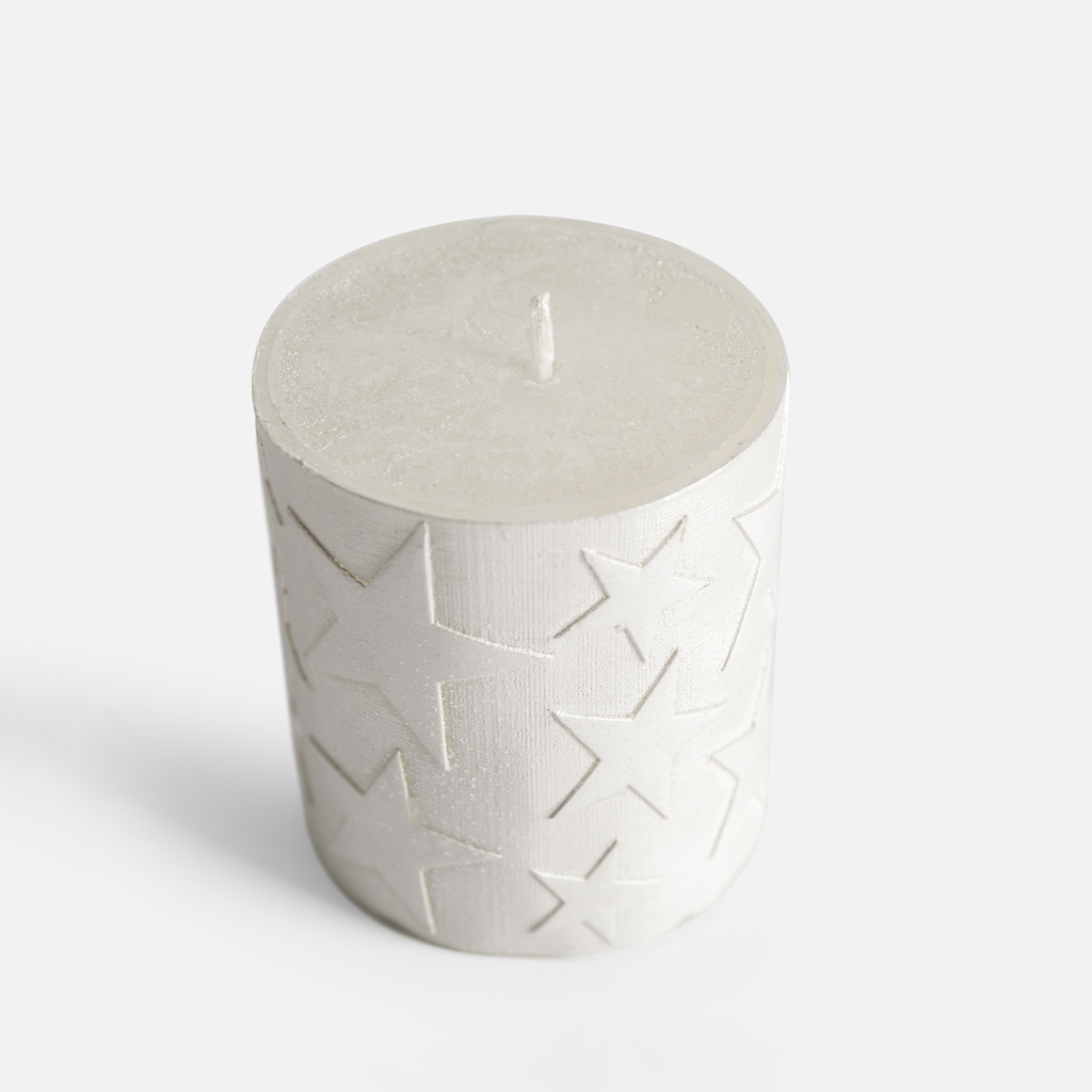 Sváteční bílá svíčka HVĚZDA 6,5x8 cm