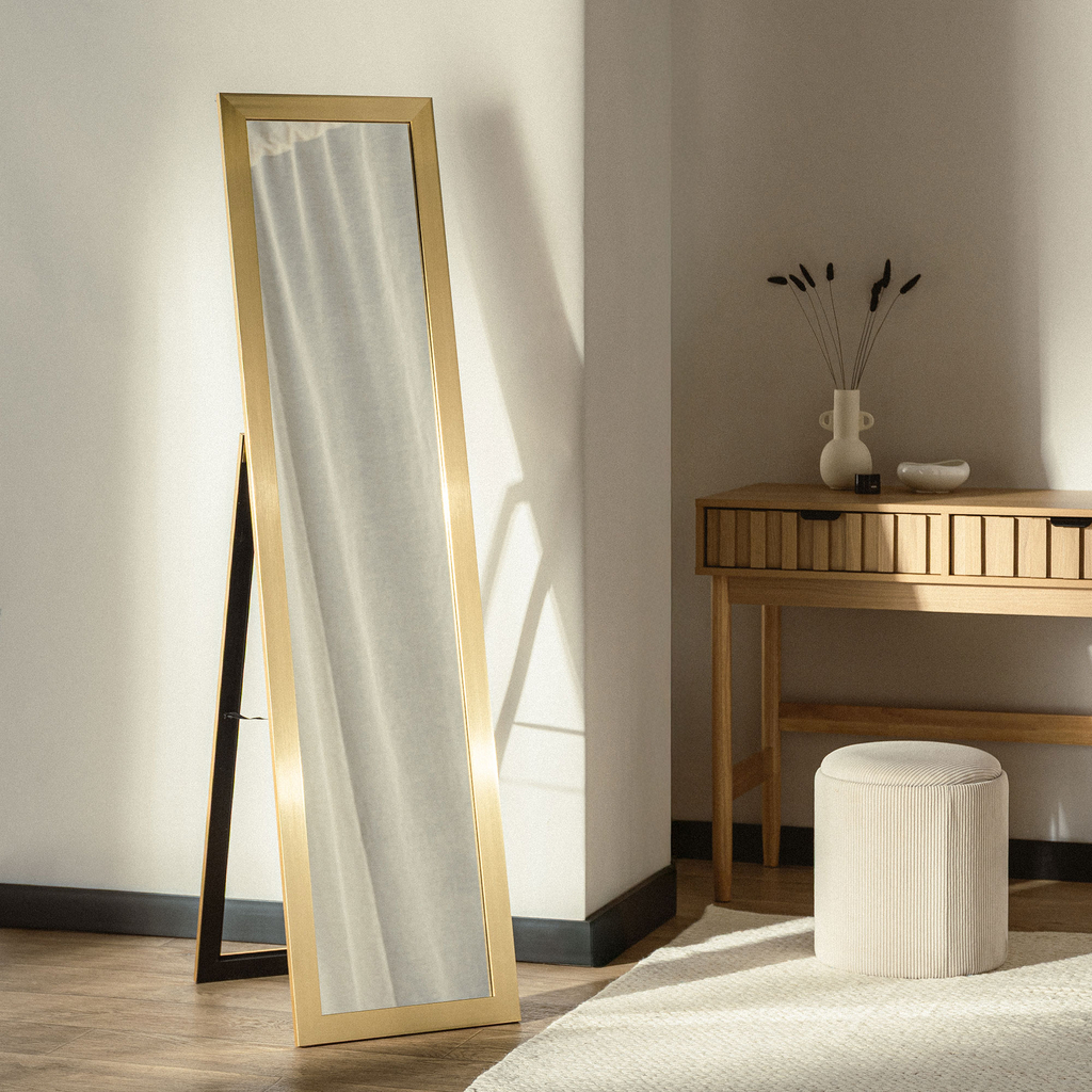Stojící zrcadlo ve zlatém rámu SLIM 40 x 160 cm