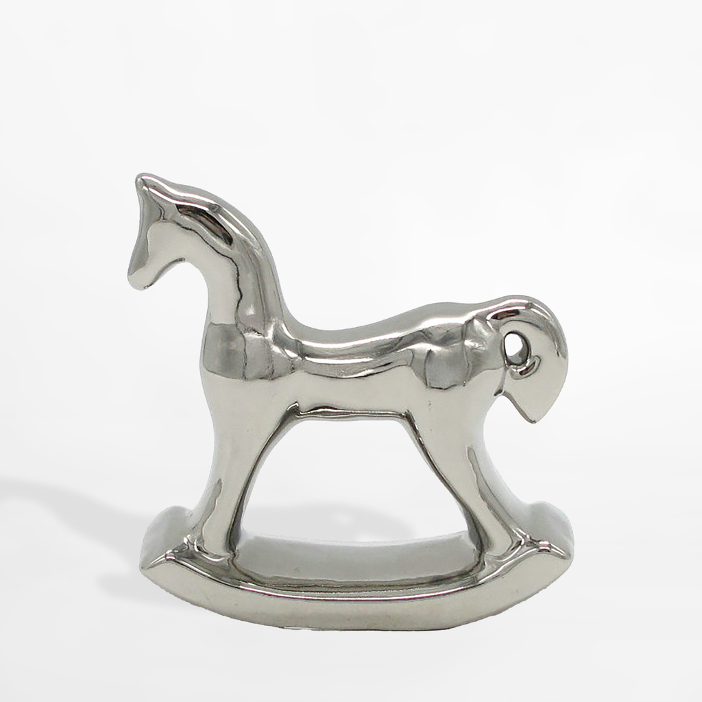 Stříbrná dekorativní figurka HOUPACÍ KŮŇ 14 cm