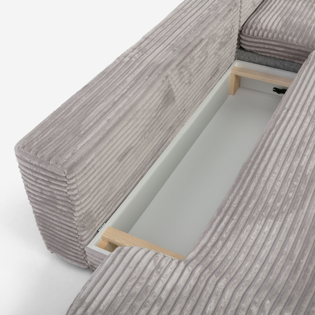 Šedá rozkládací rohová sedací souprava LYNETTE pravá