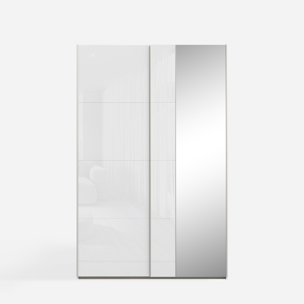 Zrcadlová skříň s posuvnými dveřmi FITIO lesk 150 cm