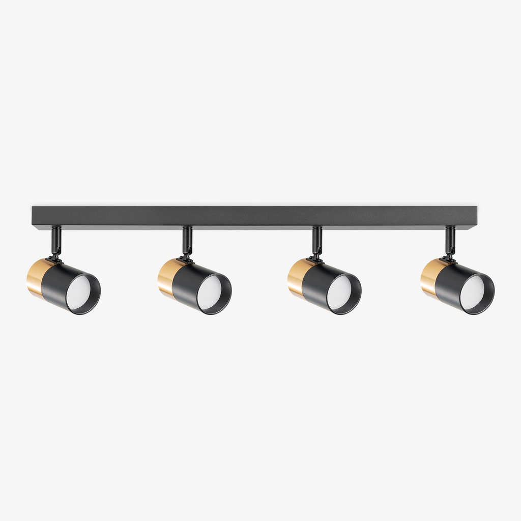 Stropní svítidlo se 4 nastavitelnými bodovými světly černo-zlaté FORI