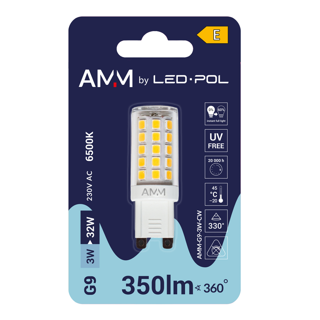 Žárovka LED G9 3W barva studená AMM-G9-3W-CW