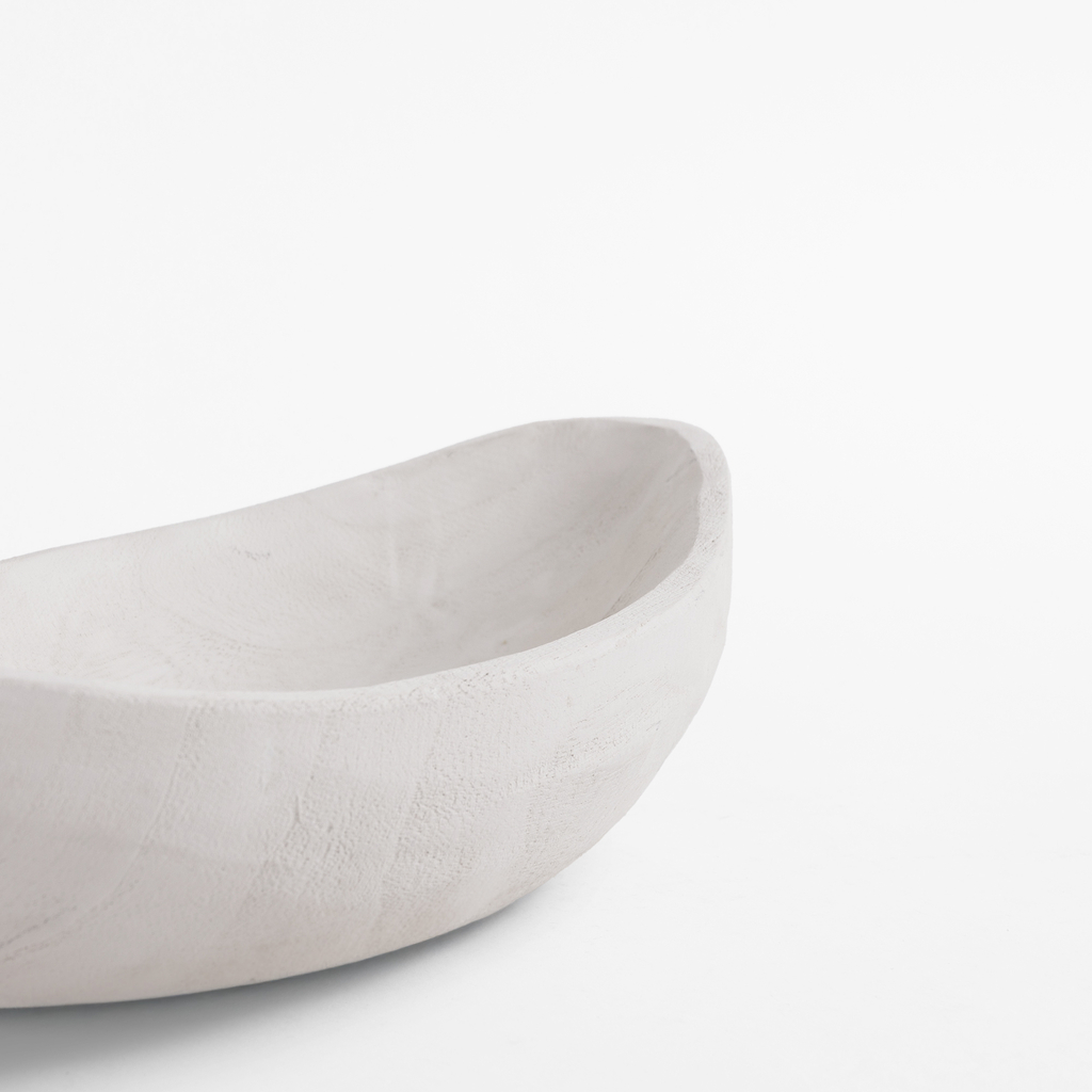 Bílý dřevěný dekorativní tác 34 cm