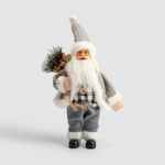 Vánoční figurka MIKULÁŠ světle šedá 40 cm