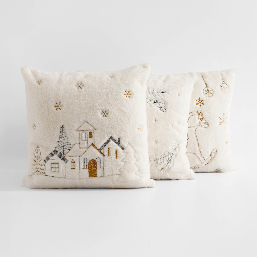 Vánoční povlak na polštář s větvičkou bílý LUCA 45x45 cm