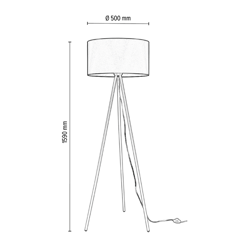 Lampa podłogowa szara abażur biały TRIPOD - wymiary.