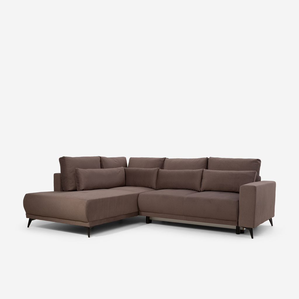 Rohová rozkládací sedačka hnědá LORENTO levá