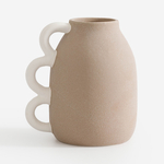 Keramická béžová váza s uchy 16,9 cm