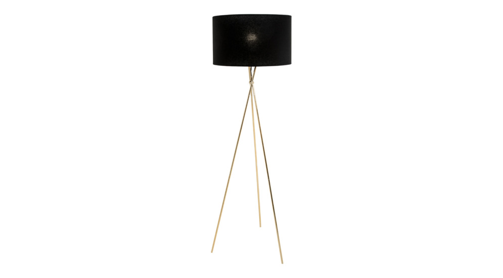 Černo-zlatá stojací lampa trojnožka TAGO